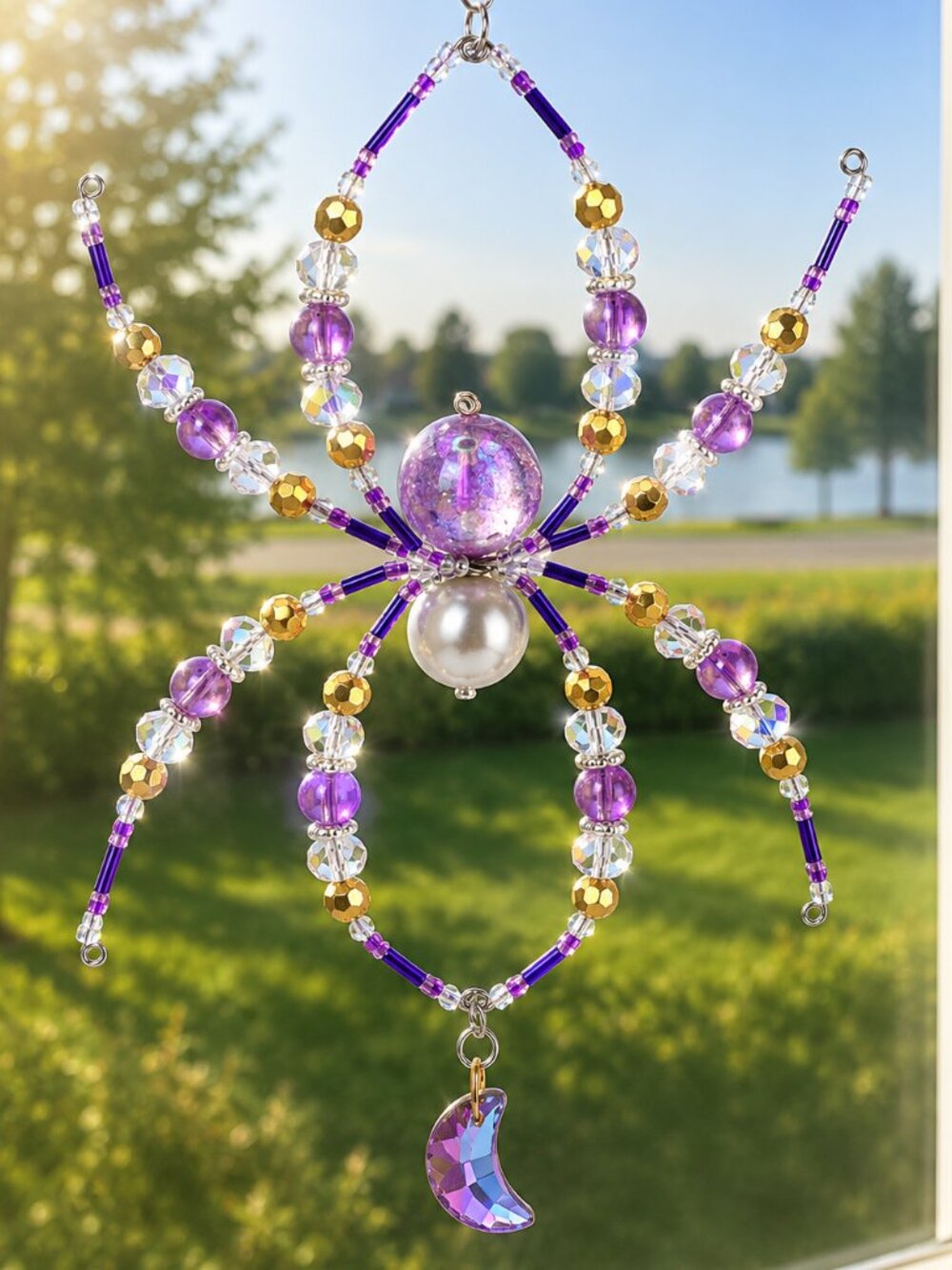 Handcrafted “Dreamcatcher” Beaded Spider Suncatcher - Window Decor
